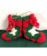 Novelty Christmas Pierced Earrings Handcrafted Knit Stockings Red &amp; Green - €5,09 EUR