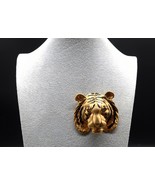Vtg Doreen Ryan Matte Gold &amp; Black Enamel Rhinestone Eye Big Cat Pin Uns... - $112.27 CAD
