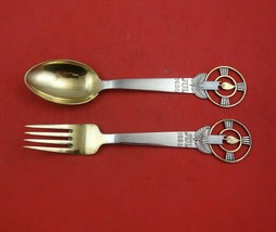 Christmas by A. Michelsen Sterling Silver Fork and Spoon Set 2pc 1936 Candle - £204.96 GBP