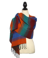 Acrylic Stripe Pattern Boucle Scarf Scarves Shawl Fringe Trim Wrap Winte... - $25.04 CAD