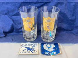 Baltimore Colts NFL Team Football Hiball Glasses &amp; Stickers Unitas Matte Mackey - £31.61 GBP