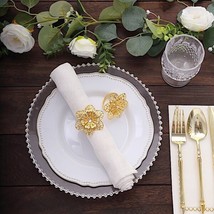 4 Gold Metal Sunflower Shaped Napkin Rings Party Events Tableware Decora... - $14.50