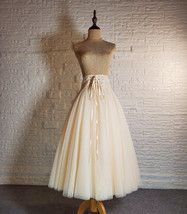 Ivory White A-line Wide Waist Tulle Skirt Women Plus Size Fluffy Tulle Skirt