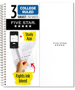 Spiral Notebook + Study App, 3 Subject, College Ruled Paper, Fights Ink ... - $14.97 CAD