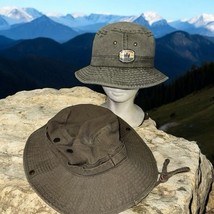 Lot Of 2 Bucket Hat Women’s Size M/L Khaki Green Vtg Kindercaps w/ Pins ... - $18.50