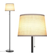 Modern Standing Floor Lamp Living Room Reading Black Shade Tall Pull Cha... - £30.24 GBP