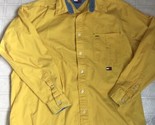 VTG 90s Tommy Jeans Hilfiger Mens Shirt Button Down Bright Yellow Cotton... - £68.75 GBP