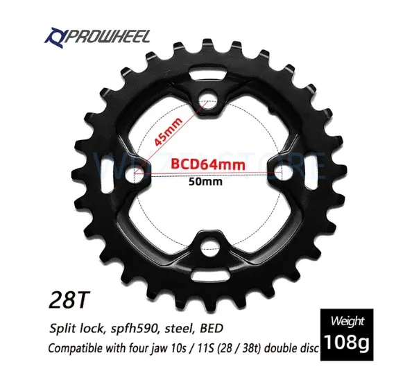 PROWHEEL 26/28T 36/38T Chainring 64/104BCD for Mountain Bikes Steel Aluminum 4 C - $124.01