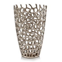 9&quot; X 9&quot; X 16&quot; Silver Aluminum Branch Twig Large Table Vase - £87.83 GBP