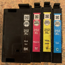 Genuine Epson 252XL Black Cyan Magenta Yellow Ink Cartridges USED - Low Ink - £9.03 GBP