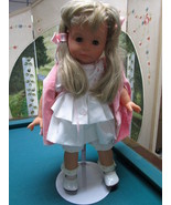 Gotz GERMANY Doll Poupee white dress PINK VELVET CAPE 22&quot; ORIGINAL  - $295.01