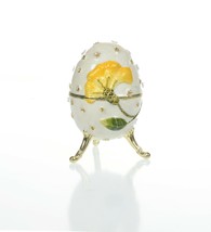 Yellow flower Egg Trinket Box &amp; music Handmade by Keren Kopal Austrian  Crystals - £96.99 GBP
