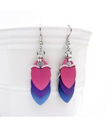 Bisexual pride earrings, bi flag jewelry, chainmail scales earrings - £17.62 GBP
