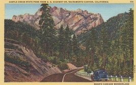 Postcard A313 Castle Crags State Park Highway 99 Sacramento Canyon CA Shasta - $6.93