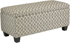 Cortesi Home Kiki Fabric Storage Long Bench Ottoman, Grey - £150.08 GBP