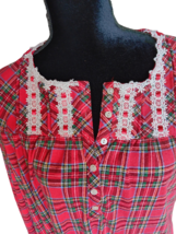 Nightgown By Secret Treasures Long Red Plaid Nightgown With Lace Size Xl 16-18 - £11.89 GBP