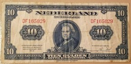 NETHERLANDS 10 GULDEN 1943 BANKNOTE CIRCULATED NO RESERVE - $27.46