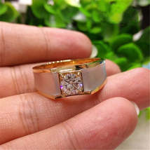 18K Yellow Gold Color Diamond Style Ring for Men - £15.67 GBP