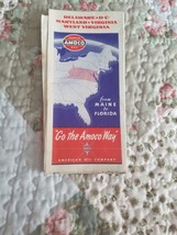 American Oil Company Vintage Map. Delaware, DC, Maryland, Virginia, W. V... - $9.89