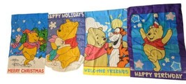 Disney Winnie The Pooh Holiday Seasonal Yard Flags Lot Of 4 28 X 38 - £30.28 GBP