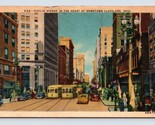 Euclid Avenue Street Vista Cleveland Ohio Oh Unp Lino Cartolina L12 - $4.04