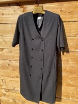 Vintage Brownstone Studio Double Breasted Black Dress sz 16P Braided Knot button - £14.62 GBP