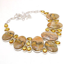 Bumble Bee Jasper Citrine Topaz Gemstone Handmade Necklace Jewelry 18&quot; SA 4903 - £12.78 GBP