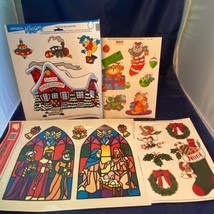 1990&#39;s Christmas Nativity Santa Vintage Vinyl Window Decorations Clings ... - $32.49