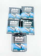 Gillette Sensor Razor Blade refills New Sealed Pack of 10 Cartridges Ea Lot Of 5 - £42.39 GBP