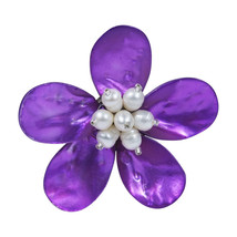 Sweet Daisy Dyed Purple Mother of Pearl Floral Pin or Brooch - $11.87