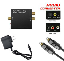 Digital Optical Coax to Analog RCA L/R Audio Converter Adapter w/ Fiber Cable - £17.37 GBP