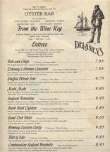 Delaney&#39;s Sea Food Restaurant Menu Newport Beach Laguna Hills Anaheim 1977 - £28.12 GBP