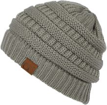 Natural Grey - Beanie New Women Slouchy Knit  Thick Cap Unisex - £15.79 GBP