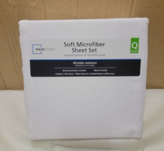 Mainstays Soft Microfiber Sheet Set Queen Artic White Wrinkle Resistant - £19.01 GBP