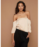 Women Le Chateau Stretch Satin Off-the-Shoulder Blouse Nude Color Size XXL - £26.11 GBP