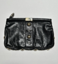 Jimmy Choo Purse Black Leather Zulu Grommet Embellished Zip Clutch - $123.80