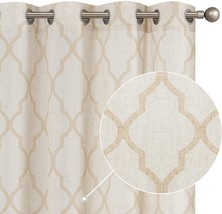 Jinchan Moroccan Tile Print Curtains For Living Room Quatrefoil Flax Linen Blend - £25.57 GBP