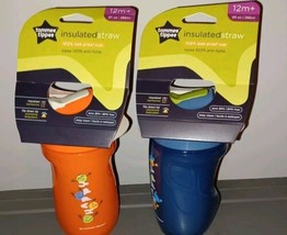 New Tommee Tippee  9oz  / 260ml Insulated Straw Bottle 12m+ Blue and Orange - $354.77 MXN