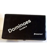 Pressman Dominoes Double 6 + Case Vintage Game White With Color Dots - $15.19