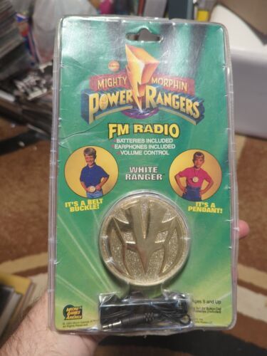 Mighty Morphin Power Rangers FM Radio WHITE Ranger COIN BELT BUCKLE PENDANT New - $48.35
