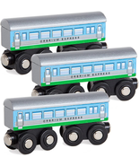 Toys 3 Pcs Large Wooden Railway Express Coach Cars, Compatible with Thom... - £13.62 GBP