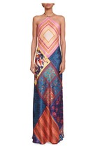 Staud Women&#39;s Multi Color Mix Print Satin Maxi Dress Adjustable Straps L... - $173.90