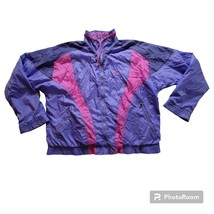 Nike Windbreaker Jacket Women Medium Purple Pink Swoosh 90s Y2K Lined Zip Pocket - £21.05 GBP