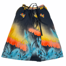 Vintage European Wrap Skirt EUR 36 US 28 Painted Silk Butterflies Feathers - $65.44