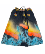 Vintage European Wrap Skirt EUR 36 US 28 Painted Silk Butterflies Feathers - £51.70 GBP