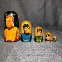 Star Trek TOS Wooden Nesting Dolls Hand Painted Kirk Spock McCoy Scottie 4&quot; - $39.57
