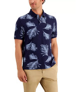 Club Room Men&#39;s Fern Print Pique Polo Shirt in Navy Blue-2XL - $27.39 CAD
