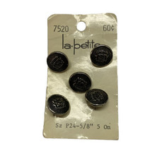 La Petite Buttons  Novelty Silver Crests  Red Lot of 5 on Card 7520 Quar... - $5.48