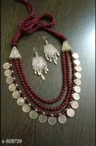 Bollywood Traditional Necklace Silver Oxidized Jhumka Earring Indian Jewelry Set - £12.45 GBP