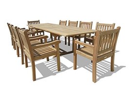 Windsor Grade A Teak 118&quot; x 39 Extension Table w/ 10 Majestic Windsor Arm Chairs - £6,129.89 GBP